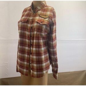Harley-Davidson Women's 120th Anniversary Plaid Flannel Shirt Size 1W New‎